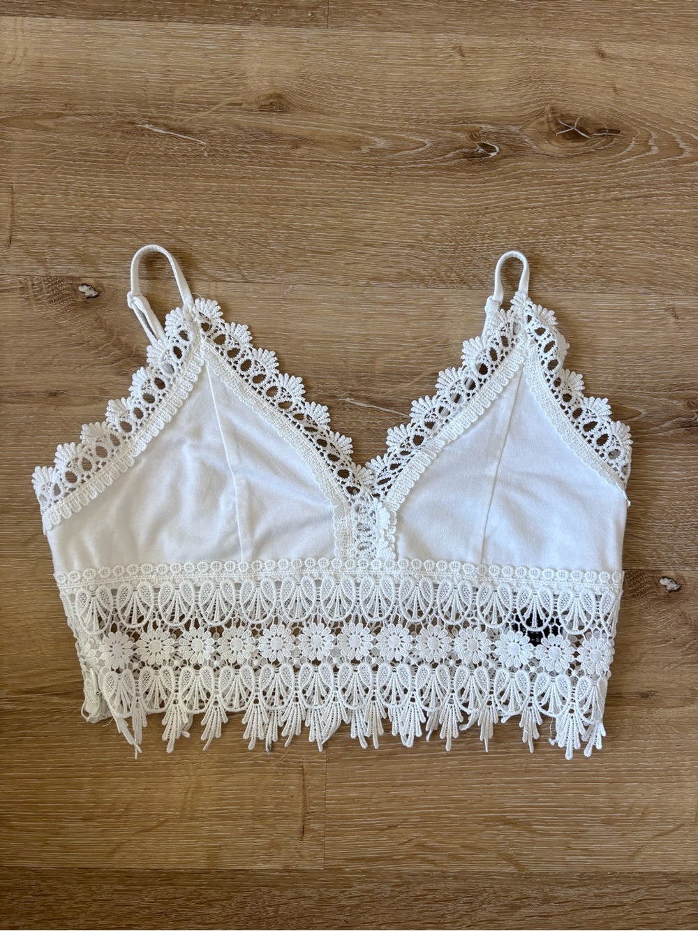 White Lace Bralette with Crochet Trim